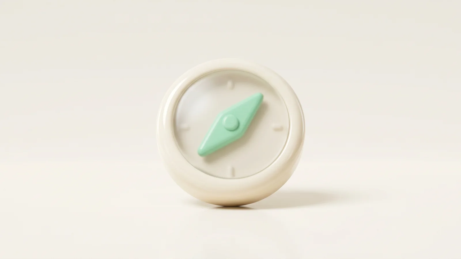 A glossy candy-like toy compass with a mint needle, representing influencer marketing strategy that starts with choosing the right creator market.